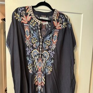Johnny Was blue embroidered tunic/dress